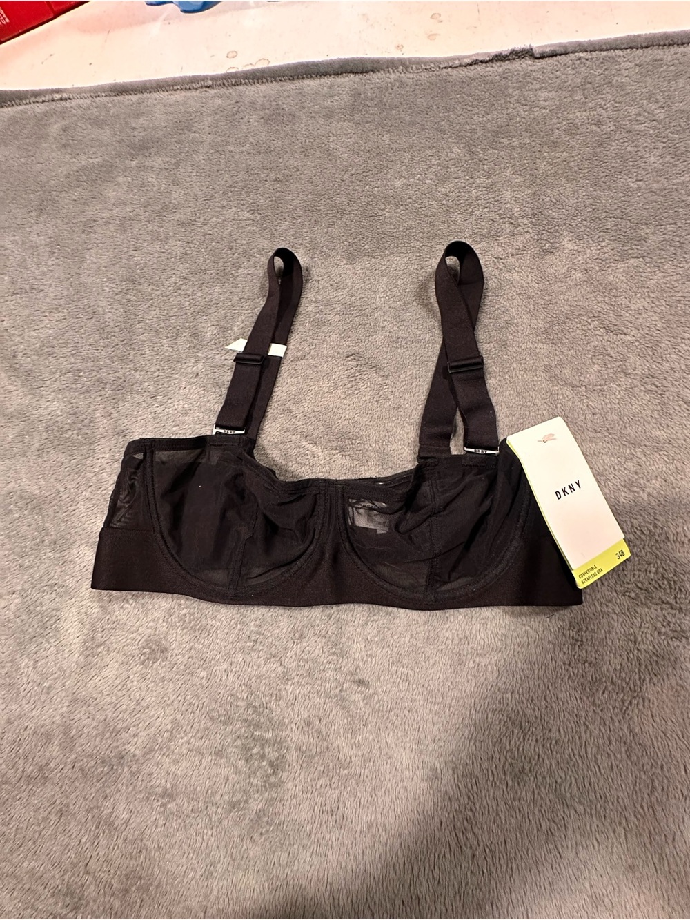 NWT Women’s 3 Piece Lingerie Set - Black Sheer Bra + 2 Thongs - 34B & Size 5 - Picture 3 of 12
